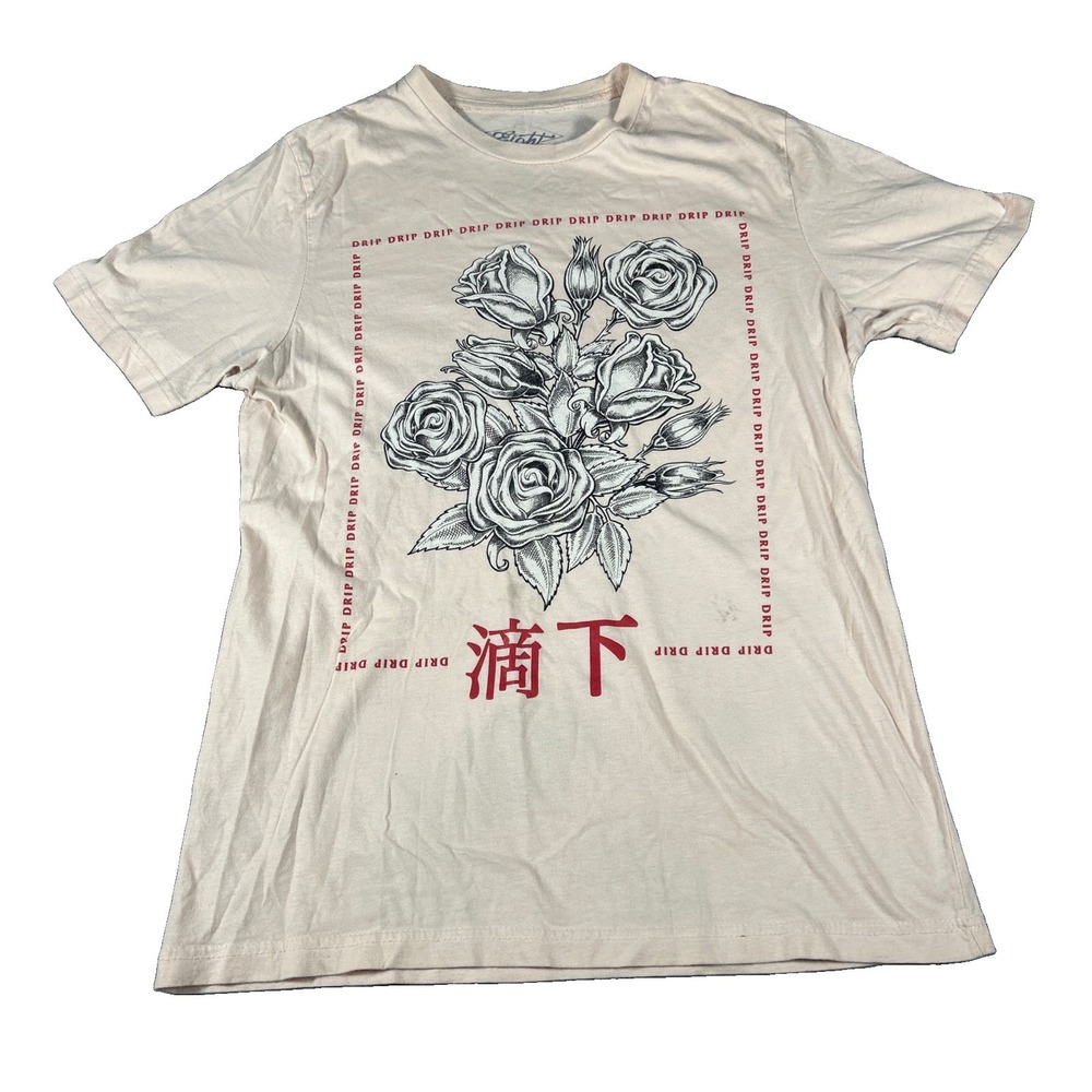 Eighty Eight Brand Drip Roses Shirt Pink Short Sleeve Cotton Mens L